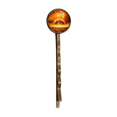 Imagem de Planeta Vermelho Dourado com Estampa de Queimaduras Retrô de Metal Bobby Pin Headwear