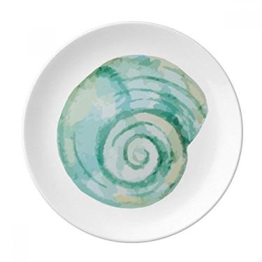 Imagem de Prato de ilustração azul caracol Marine Life decorativo de porcelana salver louça de jantar