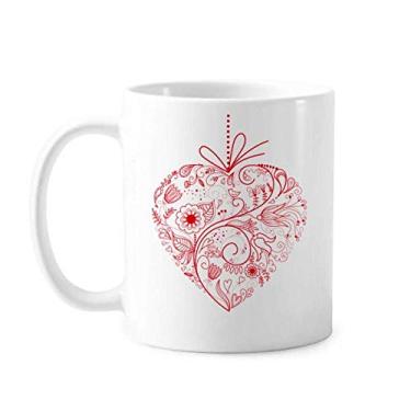 Imagem de Caneca vermelha de cerâmica para café e porcelana do Dia dos Namorados com flores vinhas