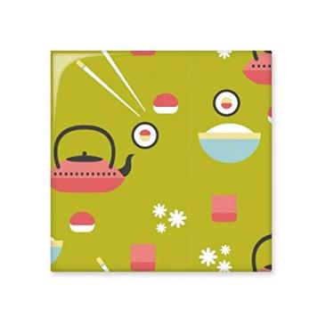Imagem de Arroz xícara de bule de chá de sushi japonês, azulejo brilhante, decalque de pedra adorna de tijolos esmaltados