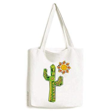 Imagem de Bolsa de lona com elemento de cultura do México pintada à mão, bolsa de compras casual