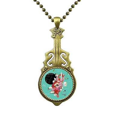 Imagem de DIYthinker Colar tradicional de Taiwan com impressão em formato de violão antigo com pingente de música
