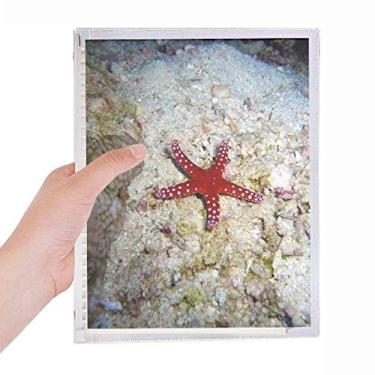 Imagem de Caderno de fotos com estrelas do mar da natureza com folhas soltas e diário recarregável