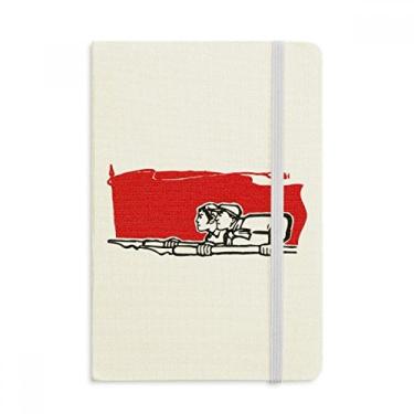 Imagem de Caderno Ilustração de Caneta Masculina com Bandeira Vermelha em Tecido Capa Rígida Diário Clássico A5