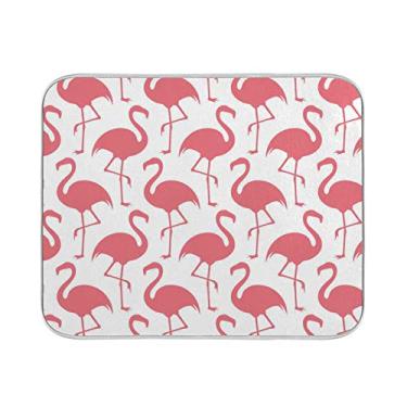 Imagem de Tapete de secagem de pratos para balcão de cozinha 45,72 x 60,96 cm Flamingo Tropical Rosa absorvente Escorredor de louças Escorredor de pratos Tapetes