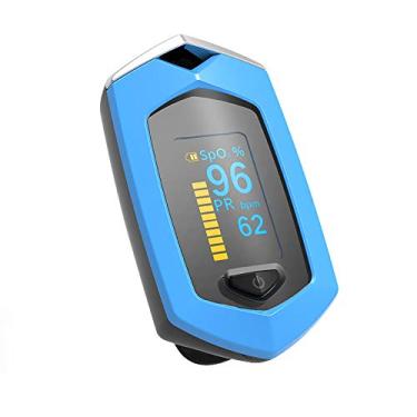 Imagem de Oxímetro de pulso com ponta dos dedos, monitor de saturação de oxigênio no sangue (SpO2) com medidas de frequência cardíaca e gráfico de barra de pulso, visor OLED digital portátil,