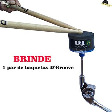 Imagem de Mini Pad de estudo 3" Tribal Percussion para estante com 1 par Baqueta D'Groove 5A cor: Azul