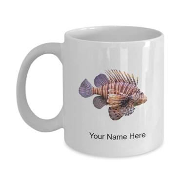 Imagem de Caneca personalizada de peixe-leão vermelho, copo de café de leão vermelho, ideia de presente de peixe-leão vermelho, copo de peixe vermelho personalizado, caneca de leão vermelho personalizada - Caneca de café de 325 ml