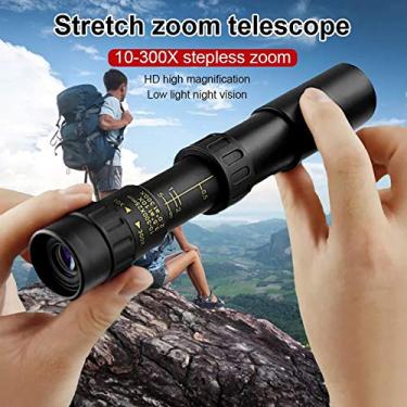 Imagem de Telescópio monocular com zoom de alta potência 10-300X BAK4 5000M Potente de alta qualidade para viagens na praia Observação de pássaros, acampamento, caminhadas