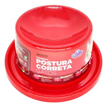 Imagem de Comedouro Postura Correta Vermelho para Gatos - Tam. P