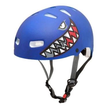 Imagem de Capacete Kraft Bike Skate Patins Tubarão Azul