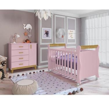 Imagem de Quarto De Bebê Berço 3 Em 1 Údine Cômoda 1 Porta 4 Gavetas Údine  Retr