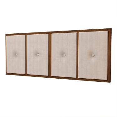 Imagem de Cabeceira Painel Bege para Cama Box Queen 1,60 com Moldura em Madeira - JB Tavares Móveis