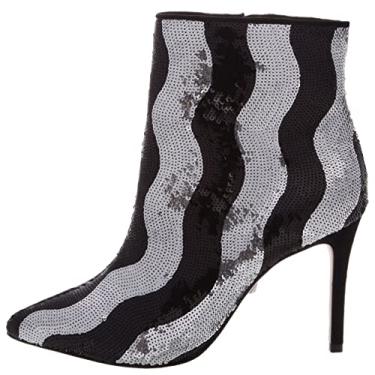 Imagem de Schutz Tammy Heeled Black Silver Sequin Fashion High Heel Pointed Disco Bootie (6)