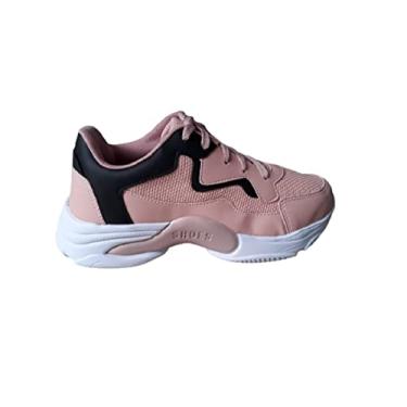 Imagem de Tênis Feminino Chunky Sneaker Plataforma Casual Confort Moda Cor:Rosa;Tamanho:37;Gênero:Feminino