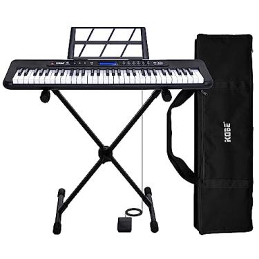 Imagem de Kit Teclado Musical Iniciante Kobe KB-300 5/8 61 Teclas com Sensibilidade ao Toque com Pedal Sustain, Capa e Suporte
