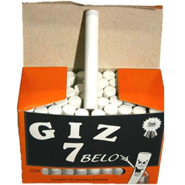 Imagem de Giz Branco Redondo Antialérgico Lousa Sinuca Bilhar Escolar