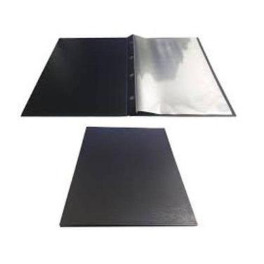 Imagem de Pasta Catálogo Ofício Preta Capa Dura C/20 Sacos Plásticos