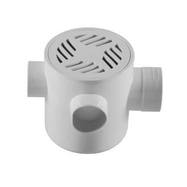 Imagem de Caixa Sifonada Ralo Redondo 3 saídas 10x12cm Astra Branca