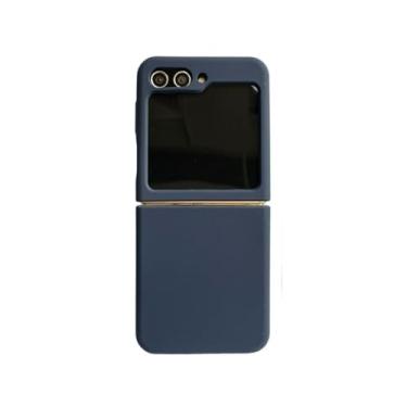 Imagem de Para Z Flip 4 5 Capa Neon Liquid Silicone Phone Cases Capa para Samsung Galaxy z Flip 3 zflip 4 5 Suporte de gancho de cor fluorescente bonito, azul marinho, para Z Flip 5