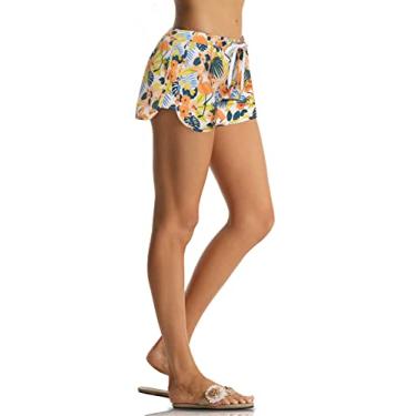 Imagem de Rocorose Short feminino esportivo verão com cordão para esportes aquáticos com forro macio estampado shorts de surfe floral amarelo EUA 0-2