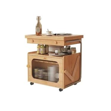 Imagem de Mesa lateral mesa lateral simples para sala de estar, pequena mesa de chá móvel dobrável, mesa de chá de cor de madeira original mesa de centro para sala de estar (cor: A)