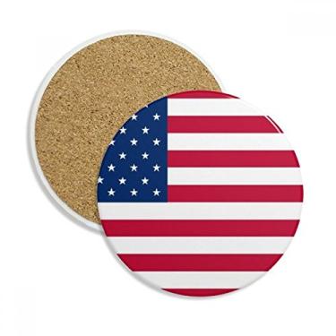 Imagem de Porta-copos de cerâmica com bandeira nacional dos EUA da América do Norte para caneca presente 2 peças