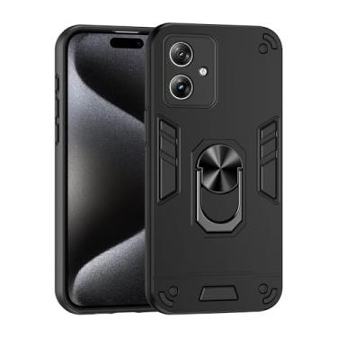 Imagem de Estojo Fino Compatible with Motorola Moto G54 Phone Case with Kickstand & Shockproof Military Grade Drop Proof Protection Rugged Protective Cover PC Matte Textured Sturdy Bumper Cases (Size : Black)