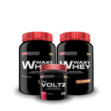 Imagem de Kit 2x Waxy Whey 2kg + Pré-treino Voltz - Bodybuilders (Grande, Cappuccino)