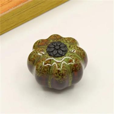 Imagem de Puxadores de cerâmica pintados à mão leopardo, puxadores de gaveta de armário, pacote de um botão com alça de parafuso, 1231, preto, verde