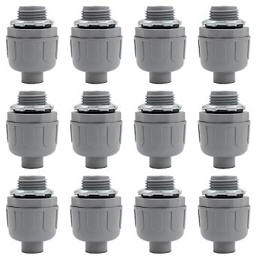 Imagem de Wocloer Conector de conduíte flexível de PVC de 1/5.1 cm, listado pela UL de 180 graus, acessórios de conduíte elétrico não metálicos (pacote com 12)