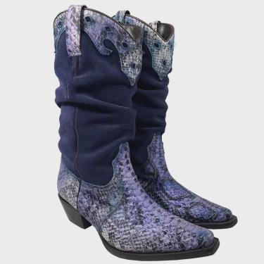 Imagem de Bota Feminina Dawson Cobra Azul Bic