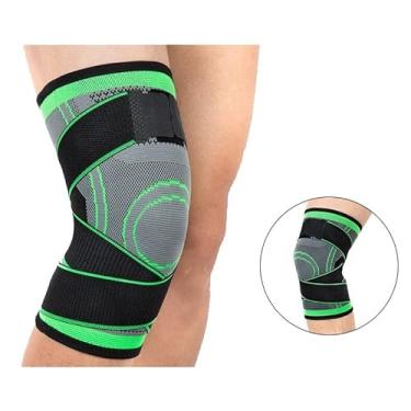 Imagem de Joelheira de Compressão Esportiva Elástica Corrida Bike Futebol com Bandagem Cinza (VERDE, P)