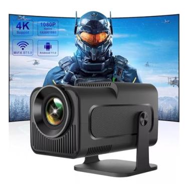 Imagem de Mini projetor HY320 com Android 11, projetor portátil 4K 1080P Suporte Full HD, projetor inteligente 5G WiFi6 BT5.0 Correção horizontal automática(US Plug)