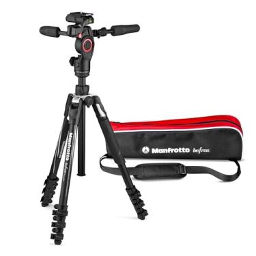 Imagem de Manfrotto Kit de Tripé de Câmera Befree 3-Way Live Advanced, Tripé de Alumínio para Viagem, Trava de Alavanca com Cabeça Fluida 3-Way para Foto e Vídeo, Equipamento Vlogging com Bolsa de Transporte (MKBFRLA4BK-3WUS)