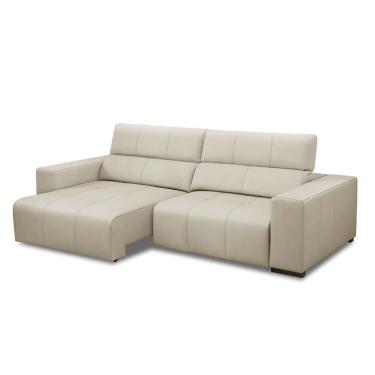 Imagem de Sofá 4 Lugares Retrátil e Reclinável Dijon Molas Ensacadas Couro Branco 250 cm