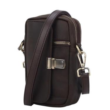 Imagem de Pochete de couro legítimo, bolsa de cintura de couro bovino, bolsa transversal, bolsa de ombro com alça ajustável, a