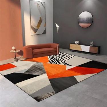 Imagem de Tapetes de decoração para casa para sala de estar, sofá geométrico laranja, mesas de centro, tapetes antiderrapantes para quarto, fiapos, grátis 2,180 x 280 cm, 71 x 110 pol.