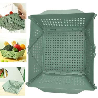 Imagem de Cesta Secar Frutas Verduras Vegetais Fruteira Dobravel Organizador Porta Objetos Cozinha Copa Pia Drena