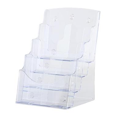 Imagem de shamjina Suporte de exibição acrílico, porta-brochuras de folheto, revista, documento transparente, suporte de panfleto, organizador de para folheto, 4 camadas 23.5x20x34cm
