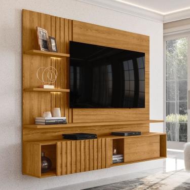 Imagem de Painel para TV até 65 Polegadas 3 Portas Led Ripado Atena Madetec
