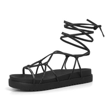 Imagem de Sandália Feminina Papete Gladiadora de Amarrar na Perna (Preto, BR, Adulto, Numérico, 37)
