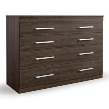 Imagem de Cômoda Grande Marrom Com 8 Gavetas Para Quarto Espaçosa Reforçada