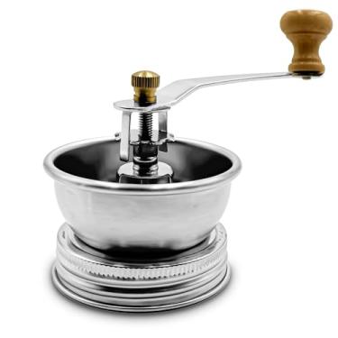 Imagem de Acessório de tampa de moedor de café de aço inoxidável para frascos de vidro de boca normal - Moedor manual de manivela para café fresco, ideal para acampamento, barista doméstico, mecanismo de