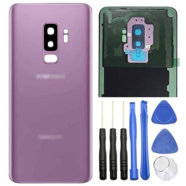 Imagem de Ubrokeifixit Capa de reposição para porta traseira de vidro para Galaxy S9 Plus para Samsung Galaxy S9+ G965 6,2 polegadas, todas as versões do modelo, com fita (roxa)