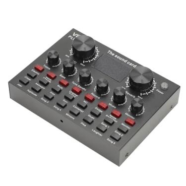 Imagem de Placa de Som Ao Vivo, Misturador de Placa de Som de Microfone USB para Transmissão Ao Vivo, karaokê Com Efeitos de Gravação Nítidos, Plug and Play Simples, Design Portátil