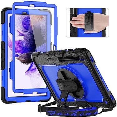 Imagem de Timecity Capa para tablet Samsung Galaxy Tab S8 Plus 2022/ S7 FE 2021/ S7 Plus de 12,5 polegadas, capa de proteção resistente e durável com protetor de tela, suporte giratório 360 e alça de mão para