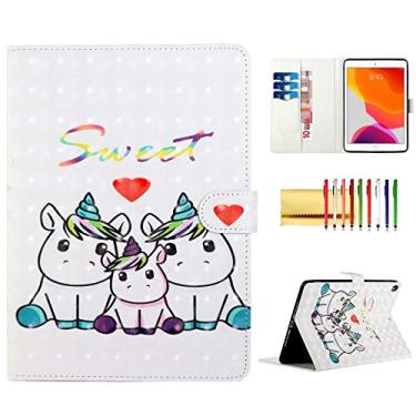 Imagem de Capa para iPad de 10,2 polegadas 9ª/8ª/7ª geração-2021/2020/2019, padrão Techcircle 3D de couro vegano, carteira protetora magnética flip com bolso para cartão, hibernar/despertar automático,