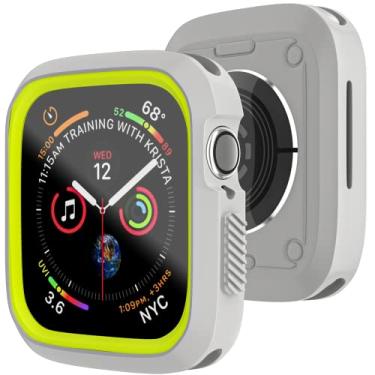 Imagem de D & K Exclusives Capa compatível com Apple Watch de 42 mm, capa protetora esportiva à prova de choque para iWatch mulheres homens crianças GPS iWatch série 3/2/1, cinza, verde neon