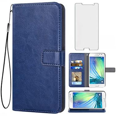 Imagem de Asuwish Capa carteira compatível com Samsung Galaxy A3 2015, protetor de tela de vidro temperado, capa flip de couro, suporte para cartão, acessórios de celular, capas para celular para Glaxay A 3